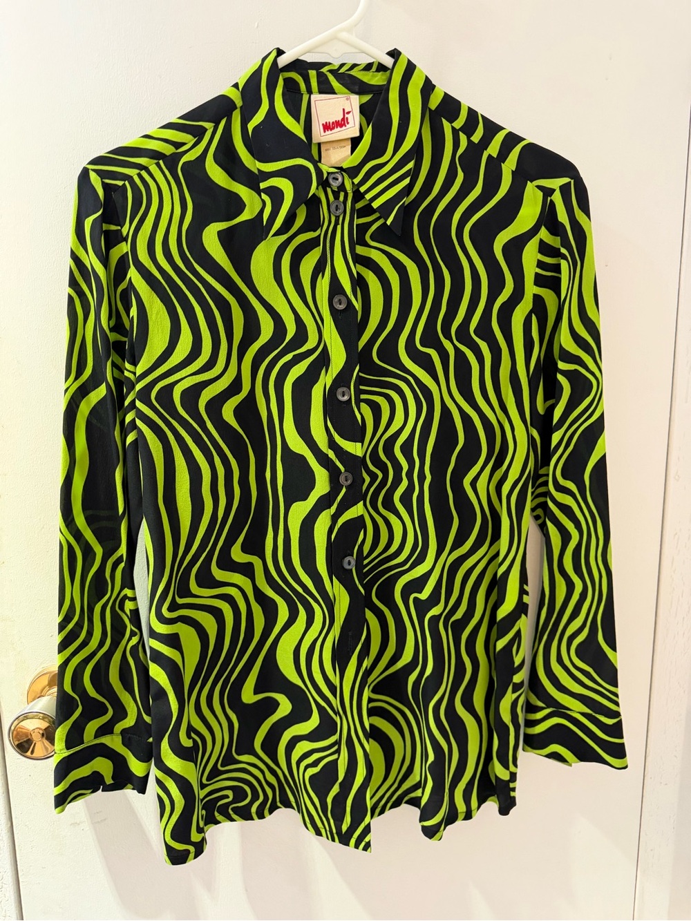 Mondi women Green silk Button-Up Shirt